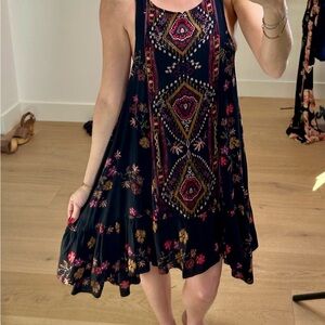 Free People Boho Fall drop waist ruffle dress festival western